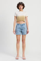 AHNI OMBRE CREW NECK CROPPED TOP