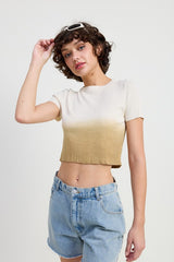 AHNI OMBRE CREW NECK CROPPED TOP