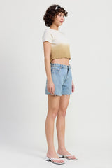 AHNI OMBRE CREW NECK CROPPED TOP