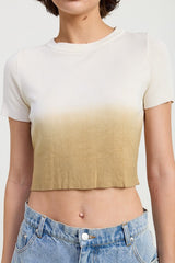 AHNI OMBRE CREW NECK CROPPED TOP