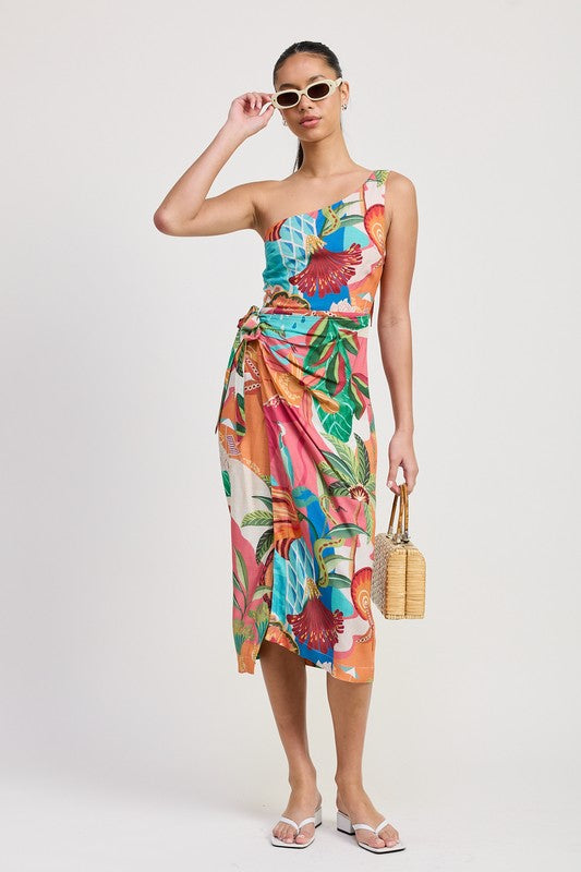 ONE ISLAND TO THE NEXT MIDI DRESS