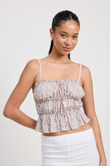 MALEY FLORAL TIERED  RUFFLE TOP