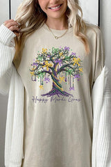 Happy Mardi Gras Tree Graphic Heavy Cotton Tee