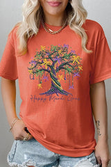 Happy Mardi Gras Tree Graphic Heavy Cotton Tee