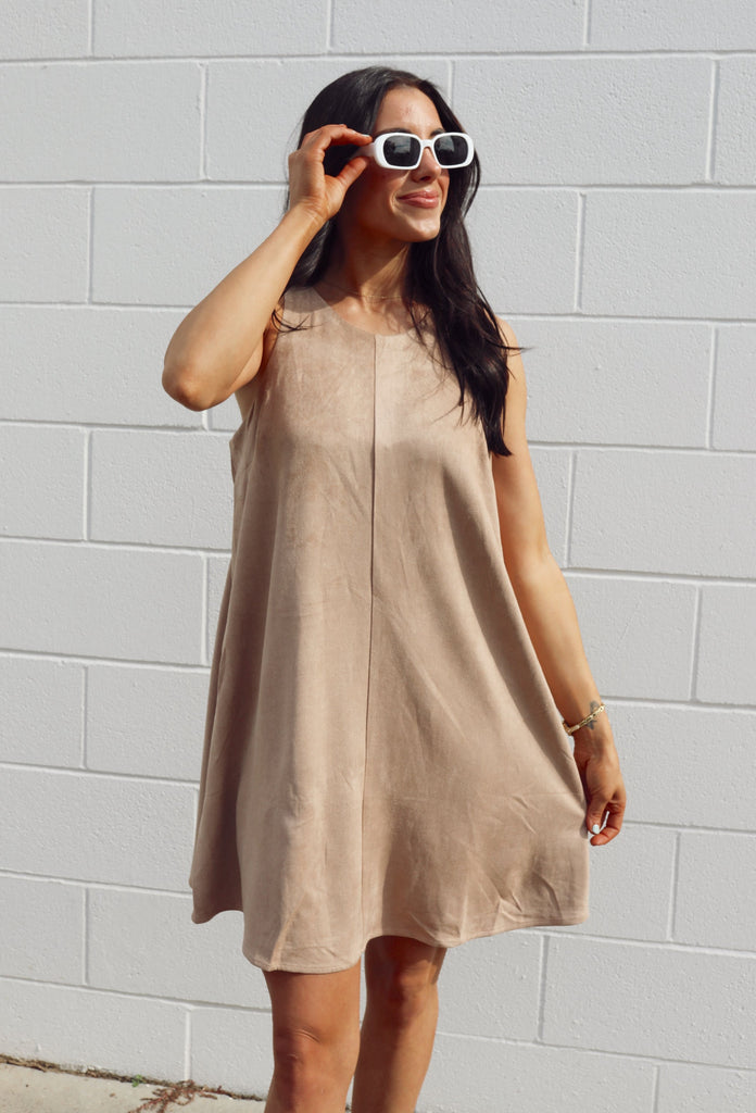 SIZE LARGE Latte A Day Suede Dress Elle Rae Boutique SIZE LARGE Latte A Day Suede Dress Elle Rae Boutique