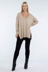 Zo Hi-Low Hem Front Seam Sweater