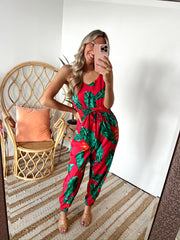 SIZE LARGE TROPIC GLAM PRINTED JUMPSUIT