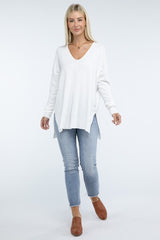 Zo Hi-Low Hem Front Seam Sweater