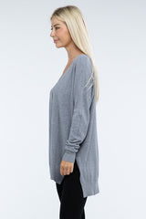 Zo Hi-Low Hem Front Seam Sweater