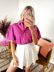 SIZE MEDIUM Lost in the Orchid Puff Sleeve Blouse