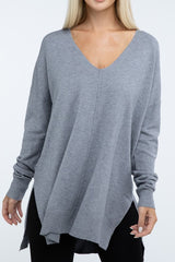 Zo Hi-Low Hem Front Seam Sweater