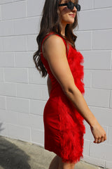Miss Red Fringe Dress