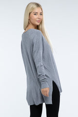 Zo Hi-Low Hem Front Seam Sweater