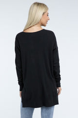 Zo Hi-Low Hem Front Seam Sweater