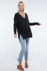 Zo Hi-Low Hem Front Seam Sweater