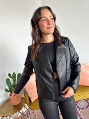 Adriana Textured Faux Leather Jacket