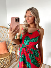 SIZE LARGE TROPIC GLAM PRINTED JUMPSUIT