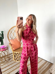 SIZE LARGE Sunset Drive Printed Jumpsuit