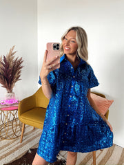 Party In Blue Sequin Dress