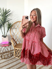 SIZE SMALL GEAUX RED SEQUIN DRESS