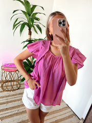 SIZE LARGE Ultraviolet Ruffle Top