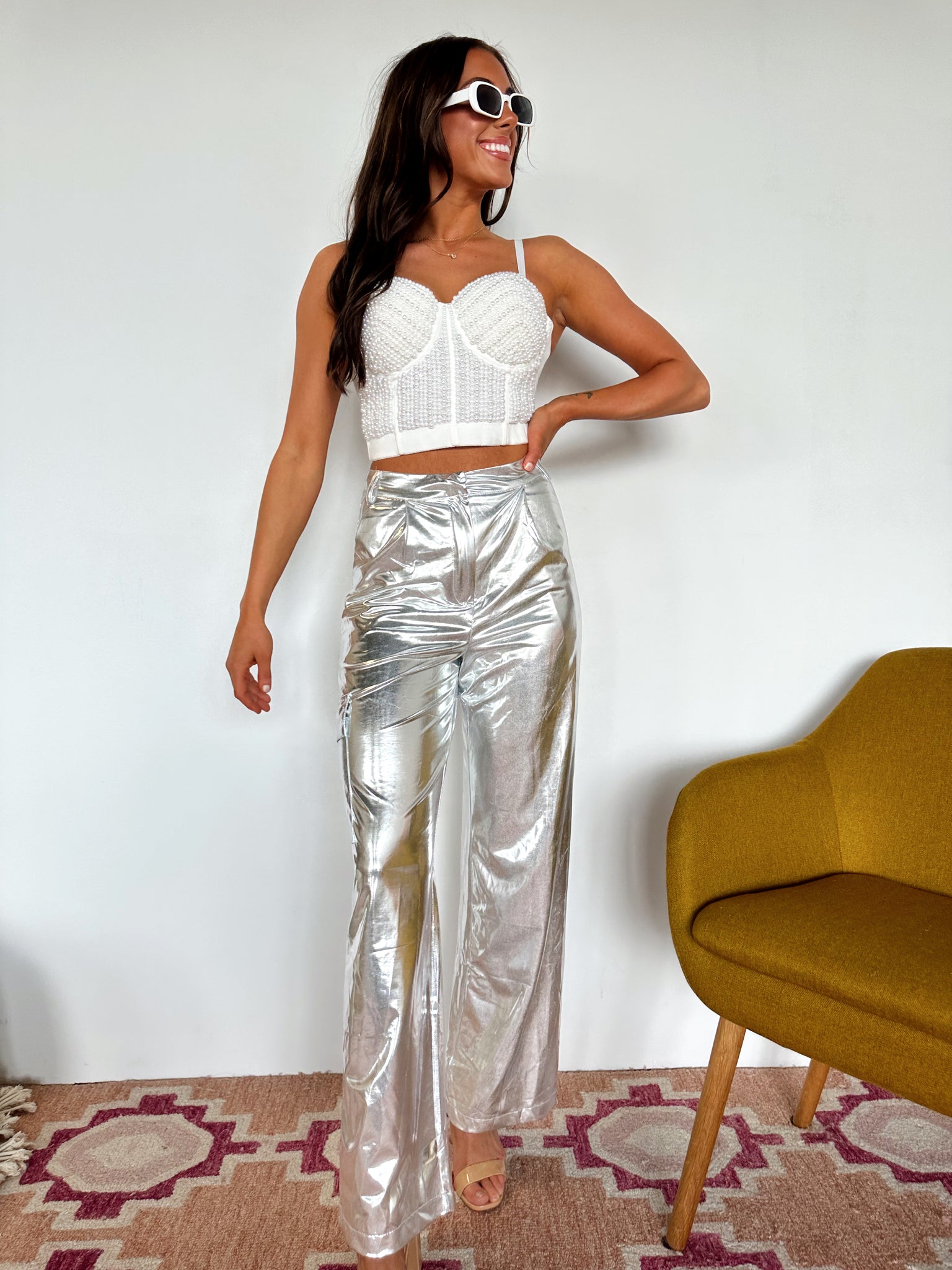metal dress for women Women's Shiny Metallic Mini Dress