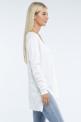 Zo Hi-Low Hem Front Seam Sweater