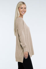 Zo Hi-Low Hem Front Seam Sweater