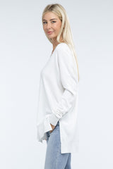 Zo Hi-Low Hem Front Seam Sweater