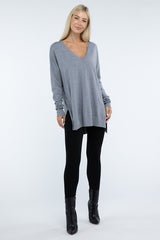 Zo Hi-Low Hem Front Seam Sweater