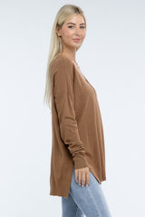 Zo Hi-Low Hem Front Seam Sweater