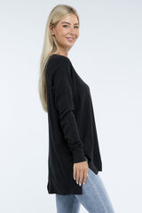 Zo Hi-Low Hem Front Seam Sweater