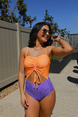 SIZE SMALL Seas The Day Polka Dot Swimsuit