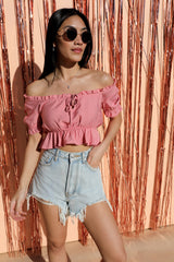 SIZE LARGE Maisie Ruffle Crop Top